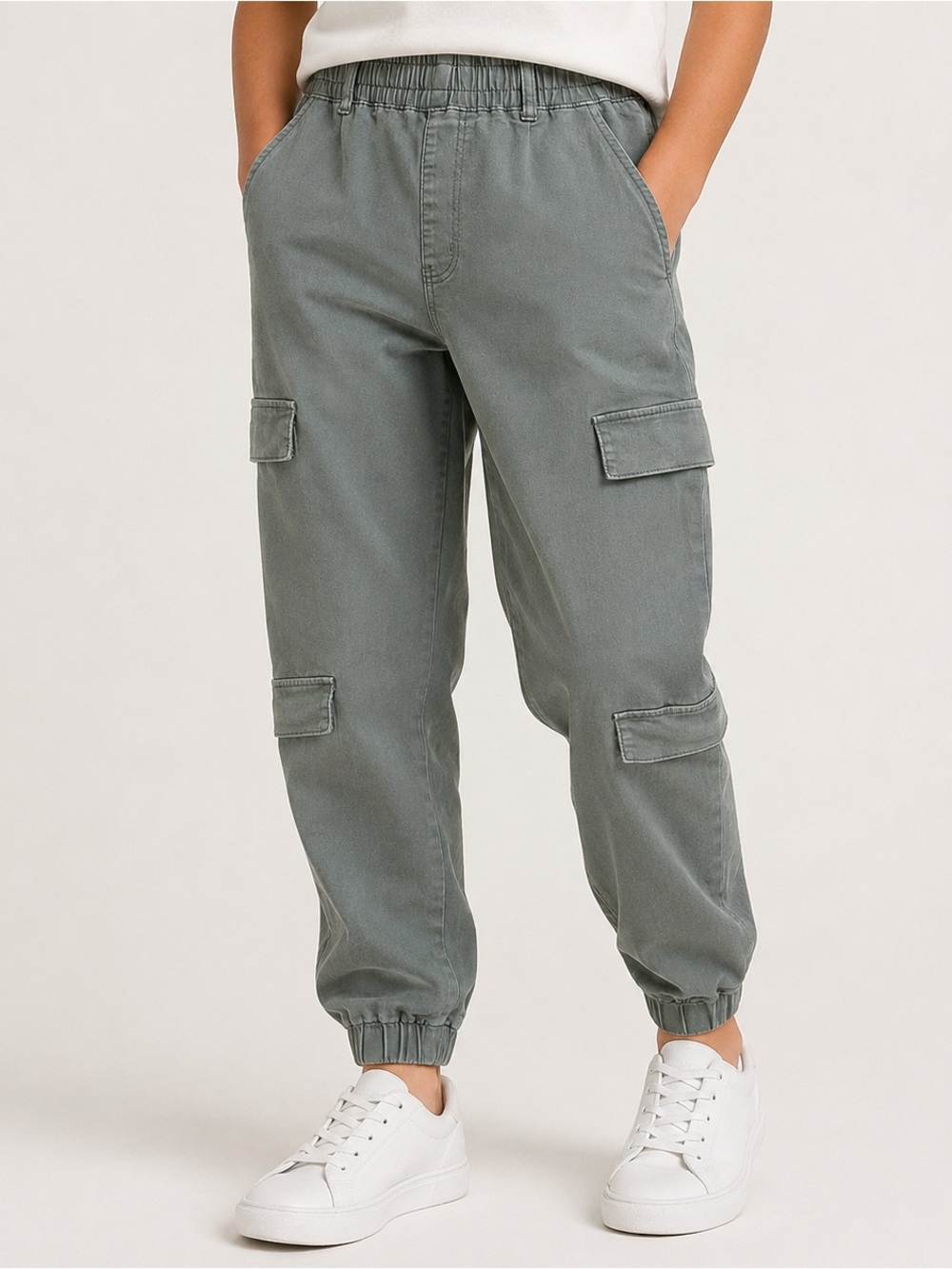 VIP Jeans Cargo Jogger Pants Juniors XL 13/31 Sage Green Stretch Pull On Y2K